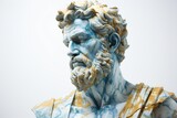 Fototapeta Tęcza - A abstract stoic marble sculpture, statue, bust of a ancient roman, greek person portraying stoicism.