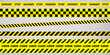 Black and yellow police stripe border, construction, danger, closed caution tapes set. Set of danger caution grunge tapes.  Warning signs for your  design on transparent background. EPS10