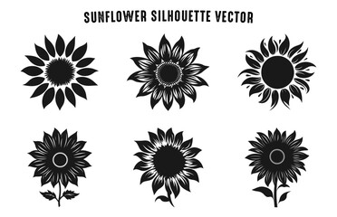 Wall Mural - Sunflower Silhouette Vector set, Flowers Clipart Bundle