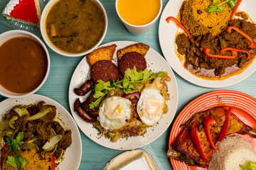 Wall Mural - Dominican food flat lay