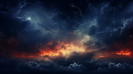 beautiful sunset in the sky with dark and mysterious looking clouds