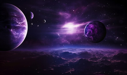 Wall Mural - illustration of a space cosmic background of supernova nebula and stars, glowing mysterious universe