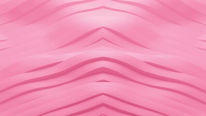 Abstract smooth pink 3d wavy stripes and lines background, 4k loop