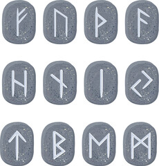 Scandinavian runes carved on stones. Stones. Magic, runic magic, fortune telling. Part 1  Fehu, Uruz, Thurisaz,  Ansuz, Raido, Kano, Gebo, Wunjo, Hagalaz, Nauthis, Isa, Jer, Eihwas, Perth, Algiz, Sowl