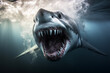 Dangerous aggressive shark underwater