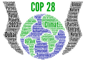 Wall Mural - COP 28 en 2023 à Dubaï nuage de mots	