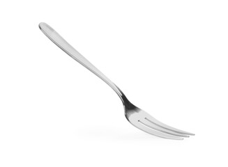 Wall Mural - New clean shiny fork isolated on white