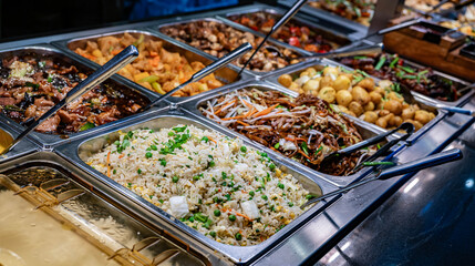 Wall Mural - Asian food sold in a shopping mall food court