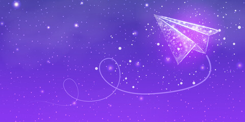 Wall Mural - polygonal paper plane. business startup, innovation, growth, travel, way forward freedom concept. wi