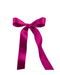 Satin ribbon bow purple color isolated on white background