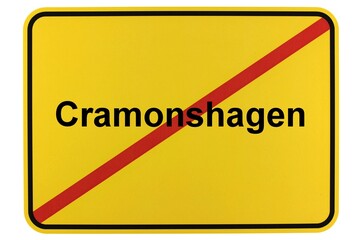 Illustration eines Ortsschildes der Gemeinde Cramonshagen in Mecklenburg-Vorpommern