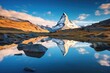 riffelsee lake and matterhorn mountain reflection in the morning beautiful landscape