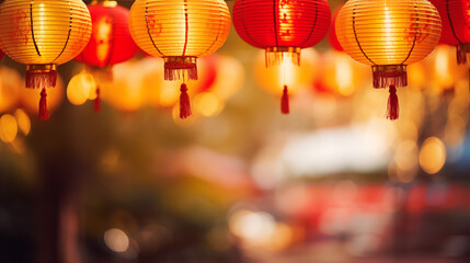 Chinese new year lantern , red bokeh