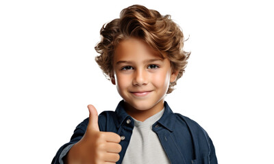 boy child giving thumbs up isolated on transparent background