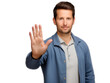 © Denis - man showing sign , hand isolated on transparent background