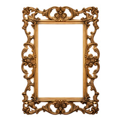 Antique gold frame photo with empty blank canvas. PNG cut out Isolated on transparent background