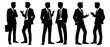 Two businessman talking silhouette black filled vector Illustration icon - Series of Businessmen Engaging in Conversation and Exchange of Ideas
