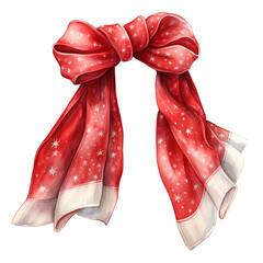 Red Scarf For Christmas Event. Watercolor Style. AI Generated