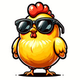 Fototapeta Pokój dzieciecy - funny chicken with sunglasses