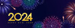 Happy new year 2024 with fireworks background 