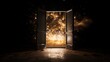 © sambath - A surreal depiction of a door open into reality, photography, gold, silver, copper, taken with a Fujifilm X100V camera