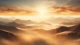 Fototapeta Na ścianę - Foggy mountain sunrise. Generative AI