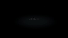 April 6 3D Title Metal Text On Black Alpha Channel Background