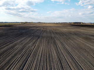 Sticker - Treated farm field, aerial view. Agricultural land.