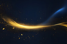 Abstract Background With Dark Blue And Gold Particles, Gold Ripples