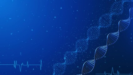 4k Dna genome animation. Bio genetic medical science. Gene helix model motion background. biology future. Concept animation digital DNA, human genome. Medical research, genetic engineering, biology.
