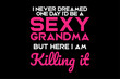 I Never Dreamed One Day Id Be A Sexy Grandma Killing It Funny Family Matching Outfit T-Shirt Design