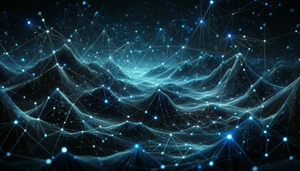 Aufkleber - Abstract futuristic, Network connection fiber optic, Transmission line, hop to hop delivery, node to node, Abstract concept of network technology. Generative AI