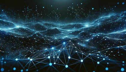 Aufkleber - Abstract futuristic, Network connection fiber optic, Transmission line, hop to hop delivery, node to node, Abstract concept of network technology. Generative AI