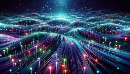 Aufkleber - Abstract futuristic, Network connection fiber optic, Transmission line, hop to hop delivery, node to node, Abstract concept of network technology. Generative AI