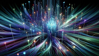 Aufkleber - Abstract futuristic, Network connection fiber optic, Transmission line, hop to hop delivery, node to node, Abstract concept of network technology. Generative AI