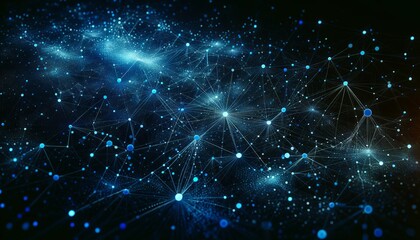 Poster - Abstract futuristic, Network connection fiber optic, Transmission line, hop to hop delivery, node to node, Abstract concept of network technology. Generative AI