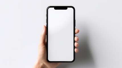 Phone with blank screen in hand.
