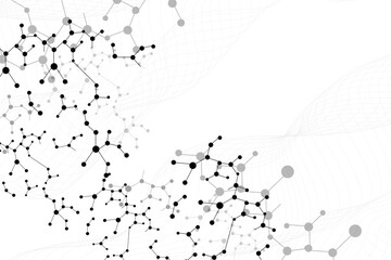 Structure of black molecules with abstract wave lines,Molecular Structure Background