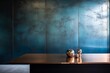 A sleek, metallic blue epoxy wall texture with a futuristic, high-tech look