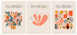 Arte abstracto inspirado en estilo de Matisse, arte moderno decorativo, póster de ilustración vectorial. Colección de decoración floral y arte creativo. Minimal. Naranja, rosa, verde, amarillo,