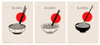 © ofelia - Póster comida japonesa. Póster vectorial. Ramen. Maneki-neko. Cultura japonesa. Japón. Ilustración. Rojo y negro..