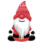 Fototapeta Kuchnia - A gnome wearing a red Santa suit stands and smiles.