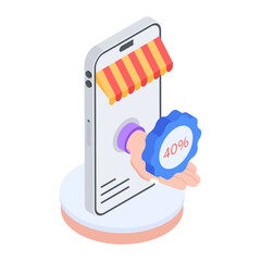 Sticker - Customizable isometric icon of buy online 