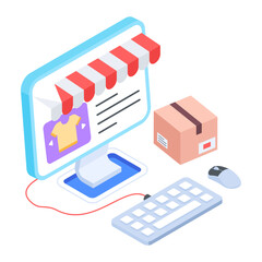 Sticker - Customizable isometric icon of buy online 