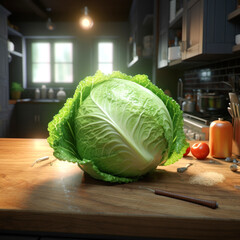 Wall Mural - Fresh cabbage flower on the table