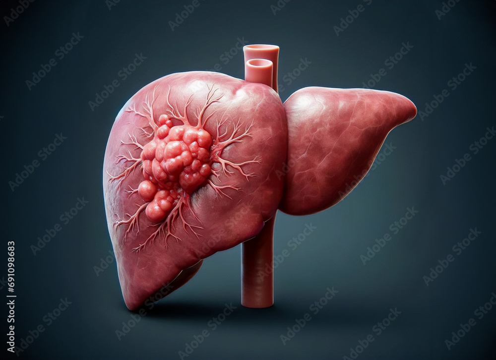 Liver Cirrhosis With Hepatocellular Carcinoma Stock Illustration