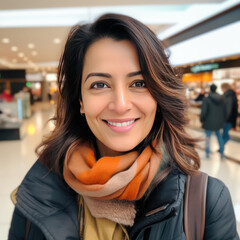 Wall Mural - close view of smiling indian woman