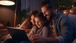 © Charlotte - Photo of happy family watching together video online in a laptop while sitting comfortably at home
