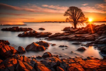 Wall Mural - sunset on the beach