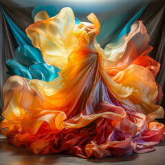 Wall Mural - abstract composition of brightly colored flowing silks